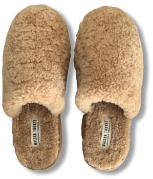 Pantoletten aus Schaffell Hausschuhe (System Größe EU Schuhe, Erwachsene, Herren, Digital, Medium, 42), Kamelfell, 42 EU