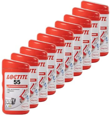 Loctite Gewindedichtfaden 55 (10x), Gewindeabdichtung, Polyvinylchlorid, Kunststoff, Edelstahl, Metall, Dichtmittel