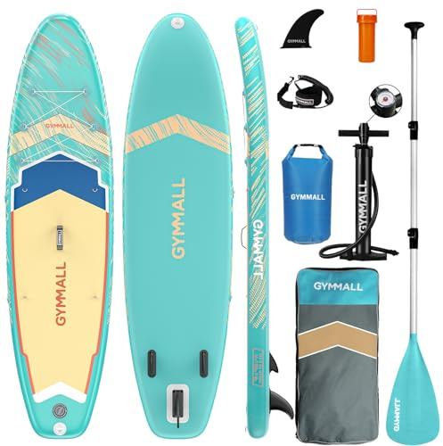 GYMMALL Stand Up Paddling Board, aufblasbares Sup Board für Erwachsene und Jugendliche aller Könnensebenen, Blow Up Paddleboards mit breiter, rutschfester Deck, Premium-Zubehör und Aufbewahrungstasche