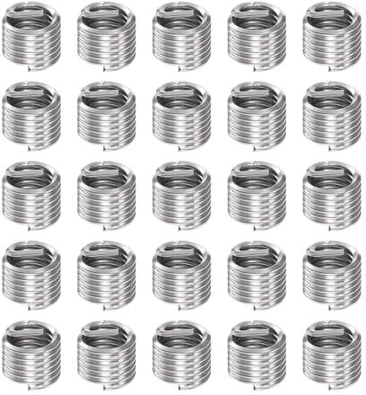 sourcing map 25pcs Threaded Inserts 1/4-20 UNC 1.5D (9.525mm) Helical 304 Stainless Steel Coiled Wire Thread Sleeve for Plastic Wood Thread Repair
