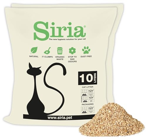 Siria 20L-Arena para Gatos Vegetal y Aglomerante-Set 2 Bolsas de 10 litros
