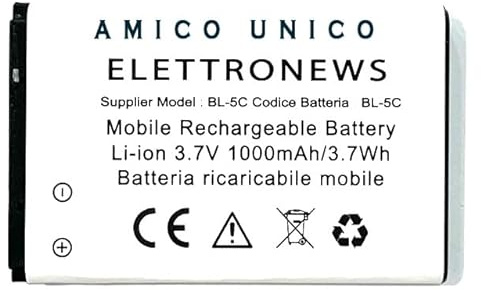 Batteria per Brondi Amico Unico, capacità 1000mAh, prestazioni pari all'originale, batteria compatibile per Brondi amico unico BL-5C