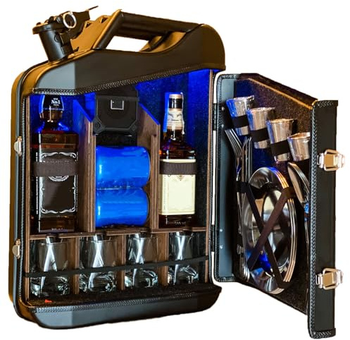 Jerry Can Whiskey Bar Cabinet - Personalized Mini Drinks Cabinet for Men, Portable Custom Bar