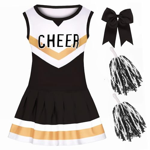 KAKALVER Cheerleader Costume for Girls Toddler Cheerleader Outfit Baby Cheerleading Costume for Kids 1-10 Years