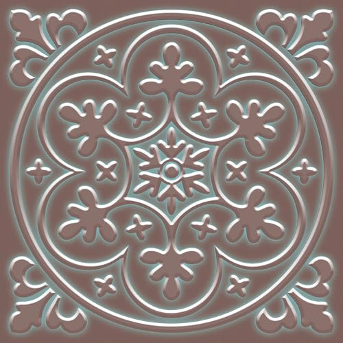 Pegatinas de ladrillo de pared peladas, pegatinas de pared impermeables para cocina/Sala de estar/baño, diseño floral en relieve, 20 x 20 cm, 10 piezas, estilo de decoración del hogar (bronce)