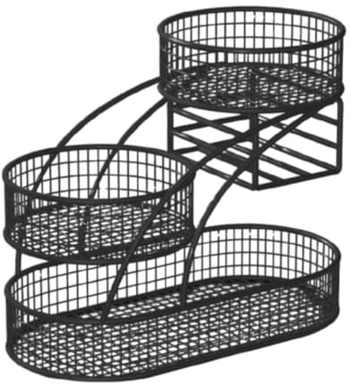 SiaBiced Cesto per Frutta a 3 Ripiani, portafrutta, portafrutta, portafrutta in Filo di Ferro, Multiuso, da banco, per Pane, Verdura, Vacanze, Nero