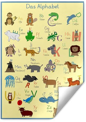 Deine Schulhelden ABC Lernposter DIN A2 - Grundschrift Alphabet Bild Poster für Kinder - Laute und Buchstaben von A bis Z - Ideal für Grundschule, Vorschule und Kindergarten