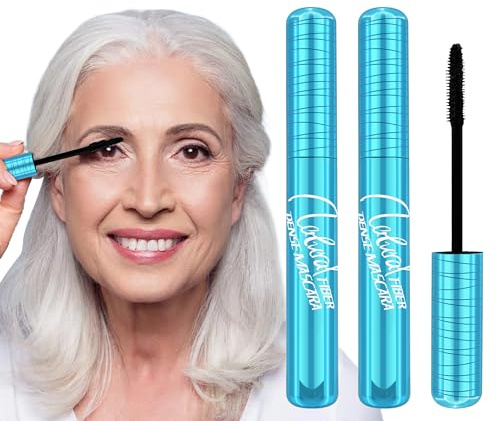 2PCS Wimperntusche Schwarz für ältere Frauen über 60 mit dünnere Wimpern | Wischfeste Langanhaltende Wasserfeste, Volumengebende Wimperntusche, Hypoallergene Mascara Makeup, Muttertag Geschenk mama