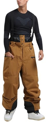 Snowboardhose Herren Ski Anzug Männer Snowboard Hose Männer Baggy Ski Pants Skihose Herren Wasserdicht Baggy Skihose Ski Pants Men Skihosen für Herren Skihose Herren Hosenträger Skihose Coffee XL