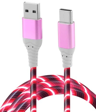 2 m langes USB-C-Kabel, USB-A auf Typ C, Schnellladung, 3 A, schalten Sie das Ladegerät für Telefon mit mehreren LEDs für Android zur Datenübertragung und zum Laden von iPhone Pro Max Samsung S23