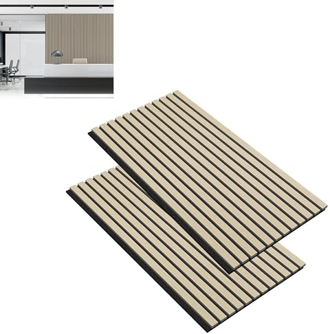 Suusolny Lot de 4 panneaux acoustiques en bois - Décoration murale - Revêtement mural en lamelles - Feutre acoustique - Panneaux acoustiques - 120 x 60 cm - Chêne blanc