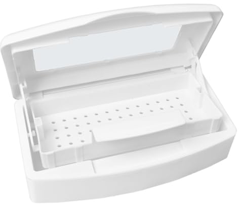 Desinfektionswanne, Nail Tools Sterilizer, Tablett Maniküre Desinfektionsbox, für Schönheitssalon Maniküre Haarwerkzeuge Instrumente Ärzte Maniküre Labor Reinigungsartikel (Weiß)