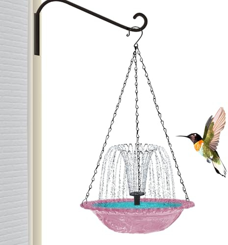 Fuente de alimentación colgante pájaros decoración jardín para amantes naturaleza niños | Fuente solar para pájaros, bomba de energía solar para fuentes – bañera solar para pájaros decoración jardín