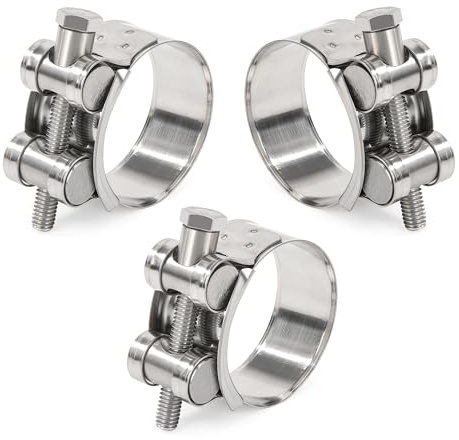 Yesaler Morsetto per Tubo di Scarico Morsetto in Acciaio Inox 36-39mm Morsetti di Scarico per Moto Automotive Tubi di Scarico 3 Pezzi