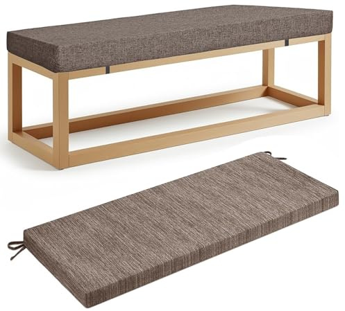 Generisch Bankauflage Outdoor 5cm Dick, Gartenbankkissen aus Leinen Abnehmbarer Bezug waschbar Sitzpolster für Bänke Stühle Terrassenmöbel Terrasse Innen Fensterbank,Braun,80x35x5cm