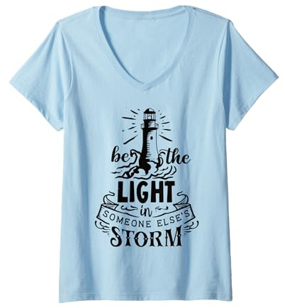 Mujer Sé la luz en la tormenta de Otra Persona Camiseta Cuello V