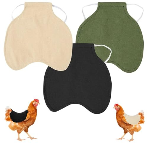 3 Stück Hühnersattel, Geflügel Henne Sattel Hühnerrücken und Seitenschutz mit Riemen, Verschleißfester Hühnersattelschürze Hühner Warnweste für Geflügelstall und Hühnerhaltung