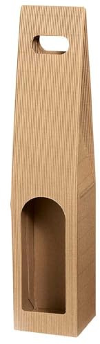 1er Flaschentragekarton, Weinkarton, offene Welle, Naturfarben, 44,5 x 9 x 9 cm, 50 Stück