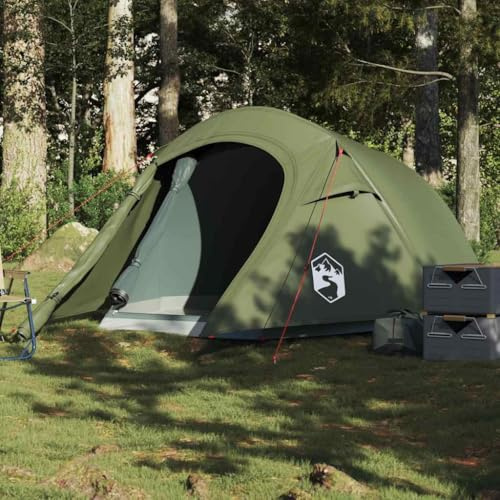 Tunnelzelt 2 Personen Olivgrün Wasserdicht, Campingzelt mit Abnehmbarem Überzelt, Outdoor Zelt für Trekking, 210x120x90cm