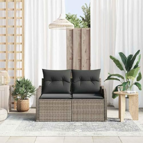 Mandloder Gartensofa Grau, 121 x 62 x 69cm, Poly-Rattan Outdoor Möbel, 2-Sitzer Loungesofa für Terrasse, Balkon, Garten, Robustes Stahlgestell