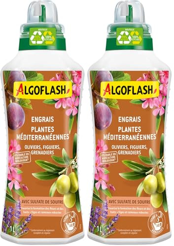 Algoflash Engrais Liquide Plantes Méditerrannéennes, Utilisable en Agriculture Biologique - 1 L, Marron (Lot de 2)