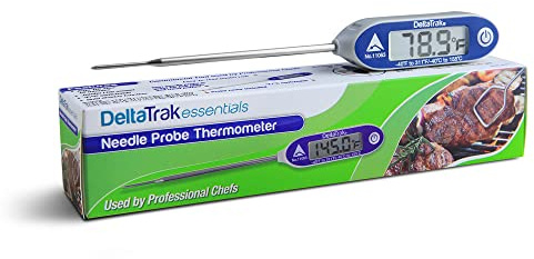 DeltaTrakessentials 11063 FlashCheck Jumbo Display Auto-Cal Needle Probe Thermometer