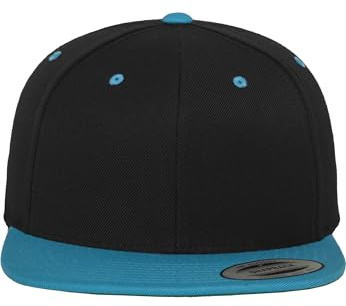 Flexfit Classic Snapback 2-tone, Gorra Elegante De Béisbol Con Forma Y Material Mezcla Lana Hombre, Multicolor (blk/teal), Talla Única