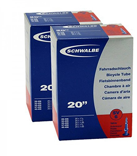 2x Schwalbe Fahrrad Schlauch 20 Zoll SV6 20 x 1.0/1.50 28-40/406 NR.6 SV