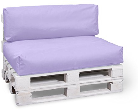 BuBiBag Palettenkissen 120x80x15cm + Rückenlehne 120x40x15 cm - Beanbag Sitzauflage für Paletten | Sitzfläche für In & Outdoor | Palettenpolster in versch. Farbe (Flieder)