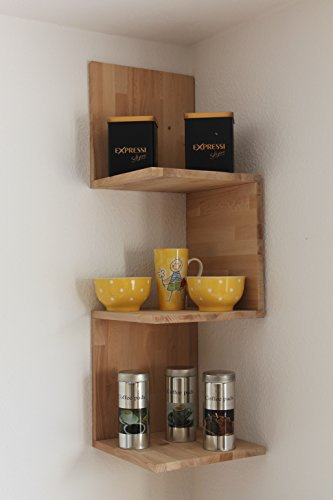 Schwarzwald-Holzstube Eckregal Zickzackregal Buche massiv 30x30x96cm