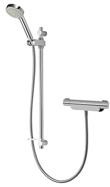 Aqualisa Midas 220 Thermostatic Shower Mixer with Adjustable Shower Head | Riser Rail, Brass Valve, Temperature Override, Safe Touch Controls, For HP/Combi & Gravity Systems, Chrome, 5 Year Guarantee