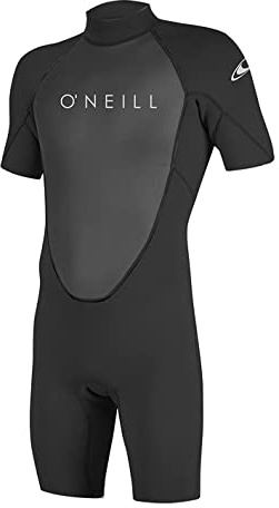 O'Neill Men's Reactor-2 2mm Back Zip Short Sleeve Spring Wetsuit, Black/Black, L