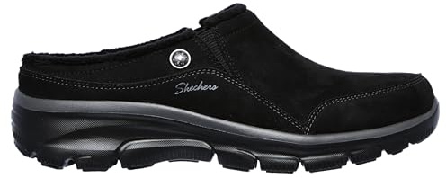 Skechers Women's Easy Going-Latte-Twin Gore Slip-On Open Back Mule, Black, 11 M US