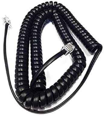 The VoIP Lounge Replacement 12 Foot Black Handset Receiver Curly Coil Cord for Panasonic Landline Phone (12 Feet Fully Stretched, 20 Inches Coiled)