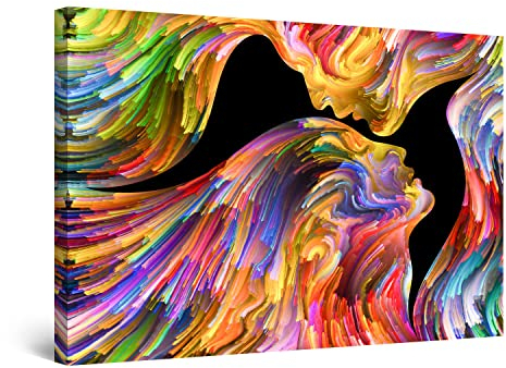 Startonight Quadro su Tela Baci nell'Eternità, Pittura Multicolore - Quadri Moderni Astratti - Stampe Camere da Letto Stampe Incorniciate 60x90 cm, Decorazione Parete, Idea Regalo Elegante Luminoso