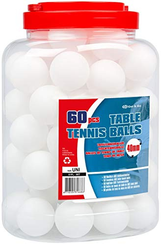 GetGo Tischtennisbälle aus ABS in Topf, 60 Stück, Weiß, Größe: Einheitsgröße