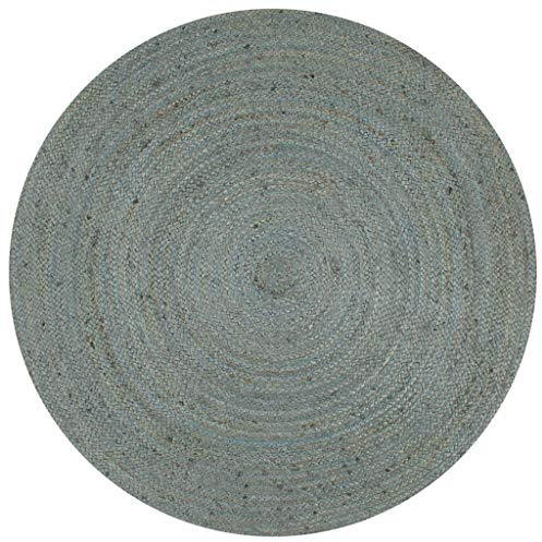 vidaXL Teppich Handgefertigt Jute Rund 90 cm Olivgrün