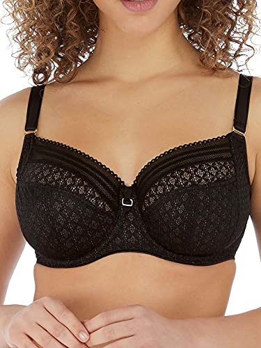 Freya Women's Viva Underwire Side Support Bra Full Coverage, Opaque, Lace Noir, 34DD