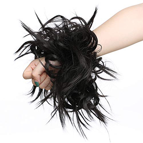 SEGO Haar Extensions Haarverlängerung Haarteil Dutt Haargummi Hochsteckfrisuren wie Echthaar 45 G Dunkelbraun