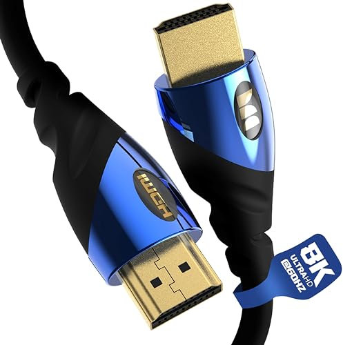 Monster 8K HDMI Cable — Xbox Series X & PlayStation 5 HDMI Cable w/ 24K Gold Contacts & V-Grip, 48 Gbps Speed, 60/120 Hz Refresh Rate, Dynamic HDR & eARC for Superior Visuals & Audio (8 FT)