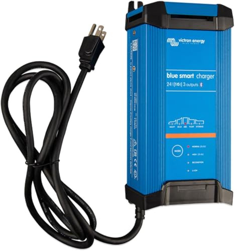 Victron Energy Blue Smart IP22 Smart Car Battery Charger 24V 16A, Trickle Charger for Car Battery and Desulfator for Motorcycle, ATV, RV, Lithium and Deep Cycle Batteries, UK, 3 outputs