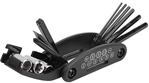 Alvinlite 16 in 1 Multitool Fahrrad Werkzeug - Faltbares Reparatur Werkzeug Set Reparaturset, Fahrrad Werkzeugset Unterwegs, Fahrradwerkzeug Komplett Set Multifunktionswerkzeug Fahrrad, Schwarz