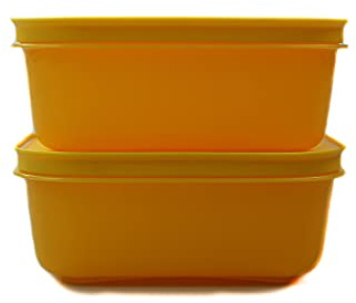 Tupperware Gefrier-Behälter 450 ml (2) gelb flach EIS-Kristall Eiskristall