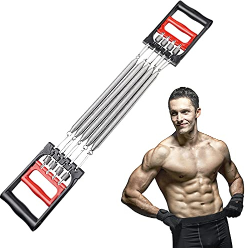 DBREAKS Bröstförlängare, expanderande bröstkorg, justerbar bröstexpanderare, dragkraftsförlängning, fitness multifunktionell exorciderkabel, med 5 avtagbara fjädrar, för muskelträning