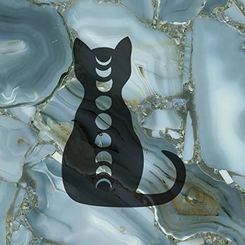 myrockshirt Katze Mondphasen 15 cm Magie Hexe Aufkleber Sticker Autoaufkleber ohne Hintergrund freie Farbwahl