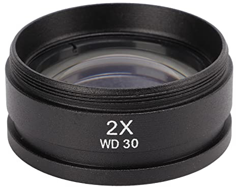 Tyenaza Lente Objetivo Barlow Auxiliar 2X, Microscopio Estéreo con Zoom Roscado de 48 mm, Microscopio Estéreo Lente Objetivo Barlow para Microscopio Trinocular, Lente de Microscopio para Laboratorios