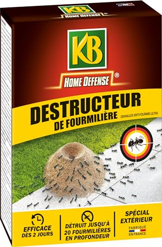 KB HOME DEFENSE KDEFOU2 - Destructeur de Fourmilières Granulés 400 g - Matière active à base de plante - Elimine radicalement jusqu'à 20 fourmilières - Premiers effets en 48h - Fabriqué en France