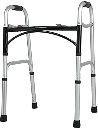 Déambulateur standard pour personnes âgées handicapées tout terrain, béquille réglable légère et aide à la marche pliable avec frein à main, charge 400 lb (Couleur : Walker No Wheels) (Walker No