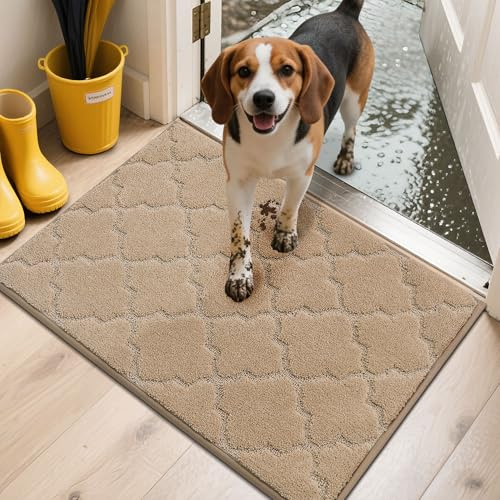 COSY HOMEER Paillasson Interieur Entree Antidérapant, 50 x 80 cm Tapis Entree, Tapis d'Entrée Intérieur Absorbant, Lavable en Machine, Anti-Salissures, Beige