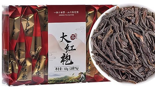 Plant Gift - [A] Da Hong Pao Roasted Oolong Tea Loose Leaf - Fujian Wuyi Rock Tea Dahongpao Big Red Robe - Chinese High Mountain Wu Long (5g*25Packs) 125g/4.4oz